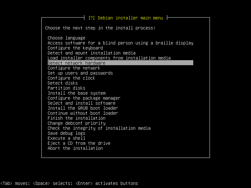 Debian 12 installation terminal screeshot