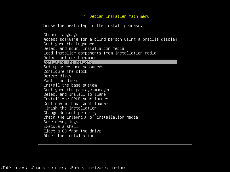 Debian 12 installation terminal screeshot