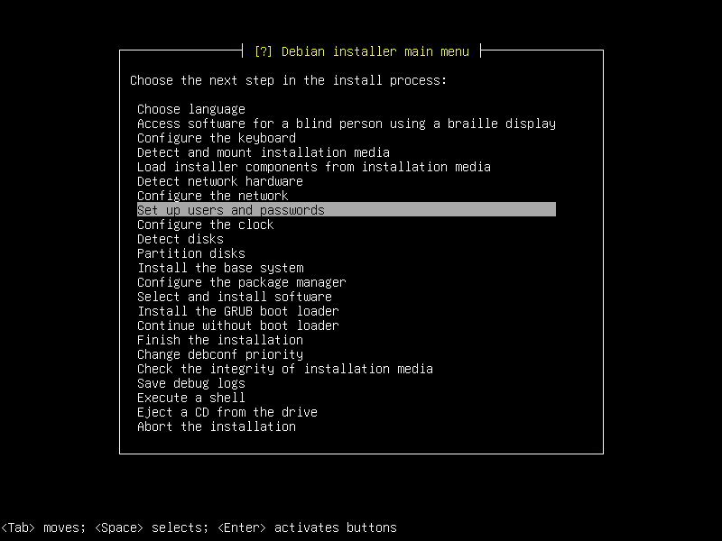 Debian 12 installation terminal screeshot