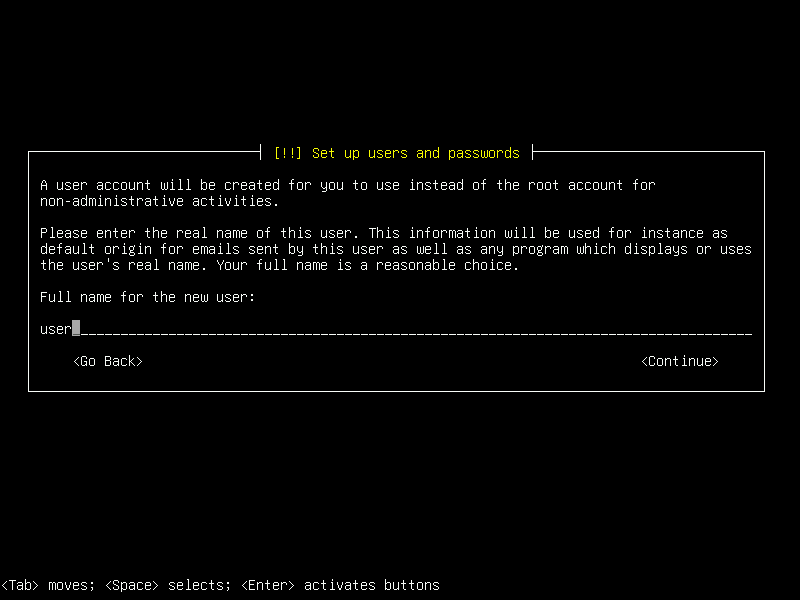 Debian 12 installation terminal screeshot