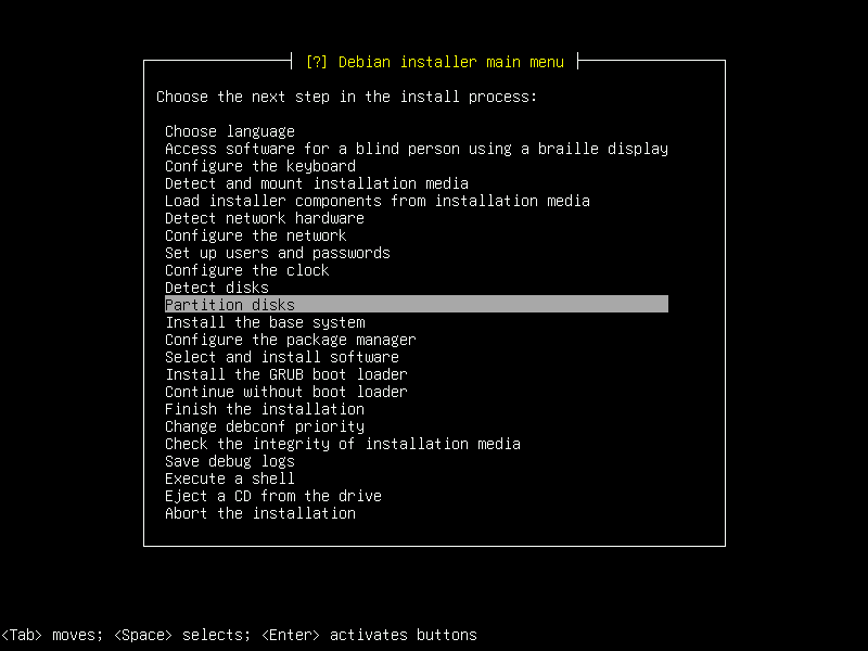 Debian 12 installation terminal screeshot