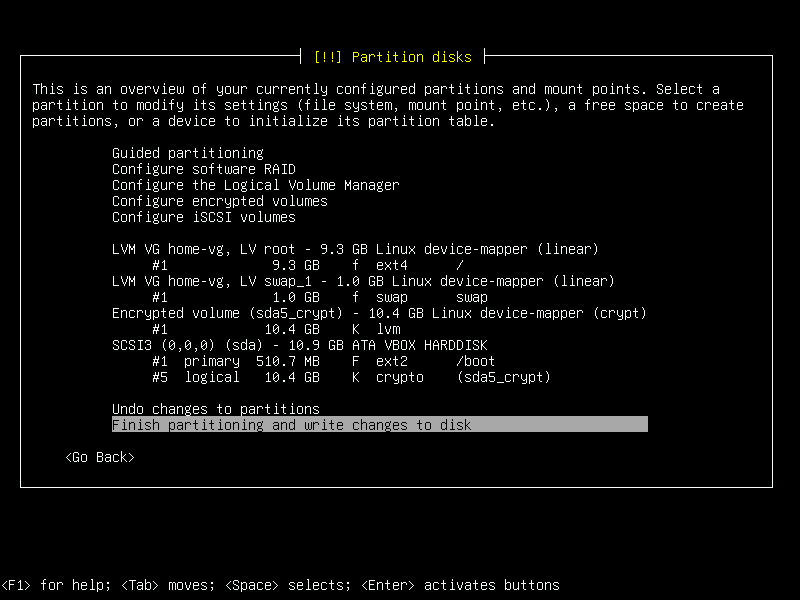 Debian 12 installation terminal screeshot