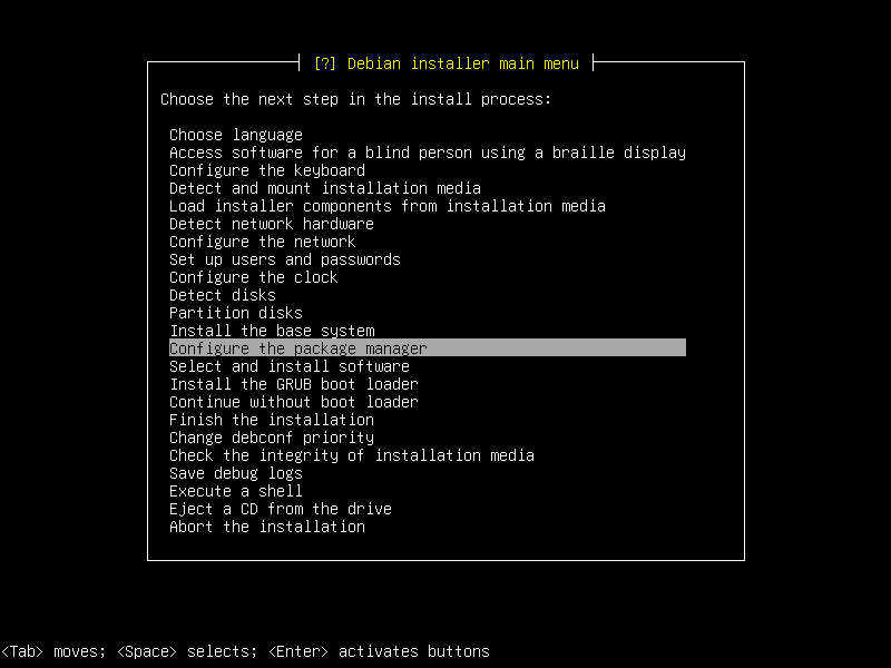 Debian 12 installation terminal screeshot