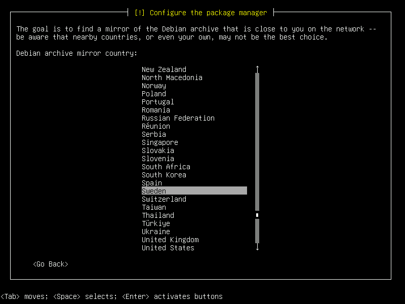 Debian 12 installation terminal screeshot