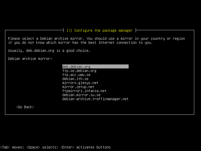Debian 12 installation terminal screeshot