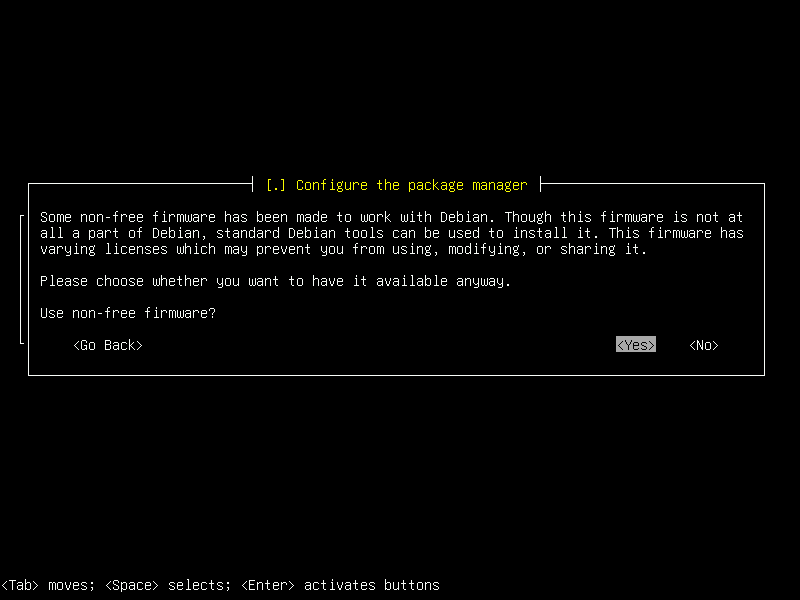 Debian 12 installation terminal screeshot