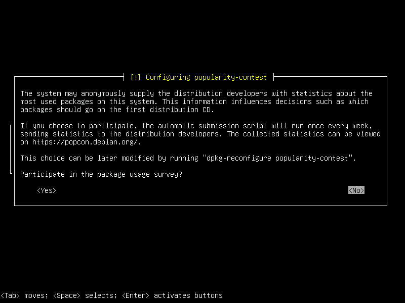 Debian 12 installation terminal screeshot