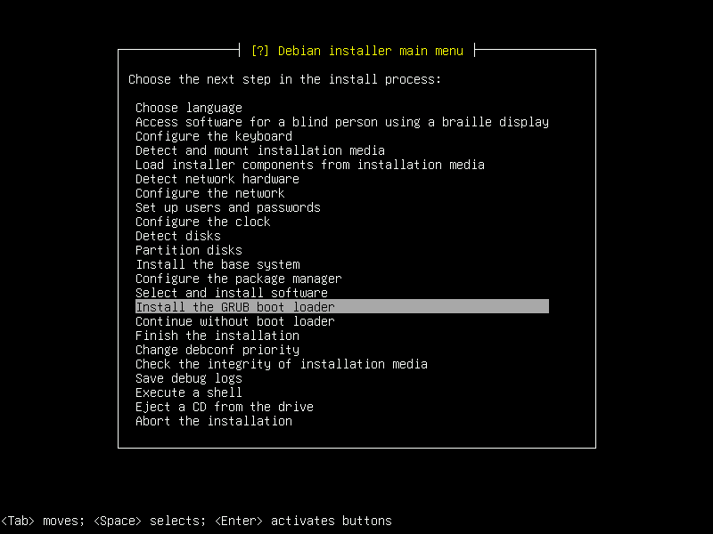 Debian 12 installation terminal screeshot