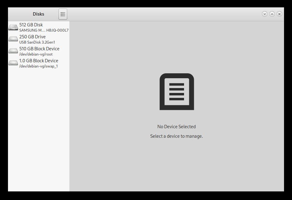 Gnome disk utility screen shot